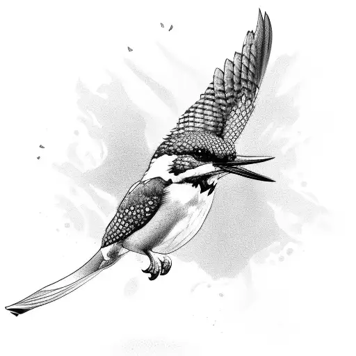 kingfisher bird flying tattoo design idea