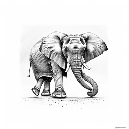 elephant family tattoo design idea