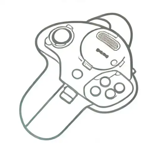 A minimalist tattoo of a retro video game controller with coffee cup buttons tattoo design idea