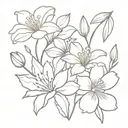 A flower bouquet with Lily hibiscus and Gerber daisy flowers  tattoo design idea