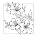 A flower bouquet with Lily hibiscus and Gerber daisy flowers  tattoo design idea