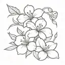A flower bouquet with Lily hibiscus and Gerber daisy flowers  tattoo design idea