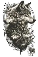 wolf and children tattoo design idea