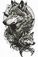 wolf and children tattoo design idea