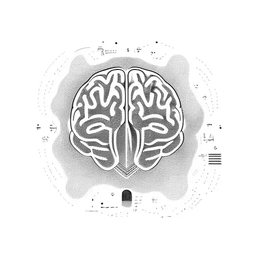 a brain that has its edges hanging out of a square to represent thinking outside the box tattoo design idea
