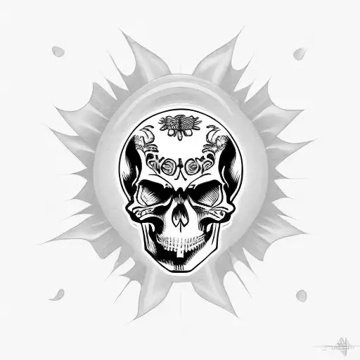 Sunbeams candy skull  tattoo design idea