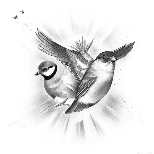 Sunbeams and 3 Birds tattoo design idea