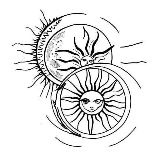 Sun and Moon tattoo design idea