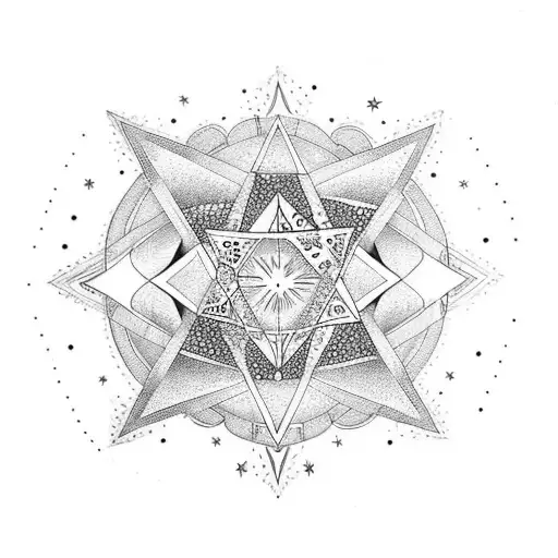 star and moon with Amaythist gems violets tattoo design idea