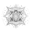 star and moon with Amaythist gems violets tattoo design idea