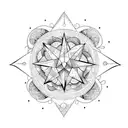 star and moon with Amaythist gems violets tattoo design idea