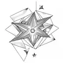 star and moon with Amaythist gems violets tattoo design idea