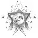 star and moon with Amaythist gems violets tattoo design idea