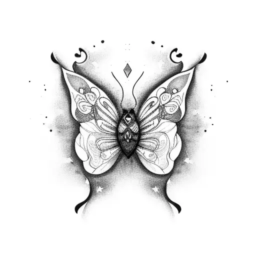 mariposa, mitad oruga tattoo design idea