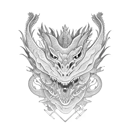 un dragon en un lado y un tigre en el otro lado tattoo design idea