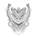 un dragon en un lado y un tigre en el otro lado tattoo design idea