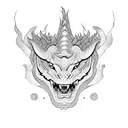 un dragon en un lado y un tigre en el otro lado tattoo design idea