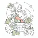 kawaii and delicate pearls and chains and stars and swirls and bows and strawberries  basket  tattoo design idea