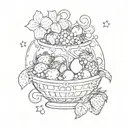 kawaii and delicate pearls and chains and stars and swirls and bows and strawberries  basket  tattoo design idea