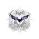 one raven beat up, second raven, both ravens flying around a tree of life growing out of an human heart tattoo design idea