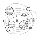 Solar System, planets orbiting around sun setting tattoo design idea