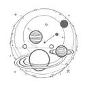 Solar System, planets orbiting around sun setting tattoo design idea