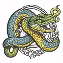 gadsden snake breaking free from chains tattoo design idea