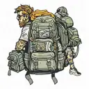 person with many backpacks  tattoo design idea