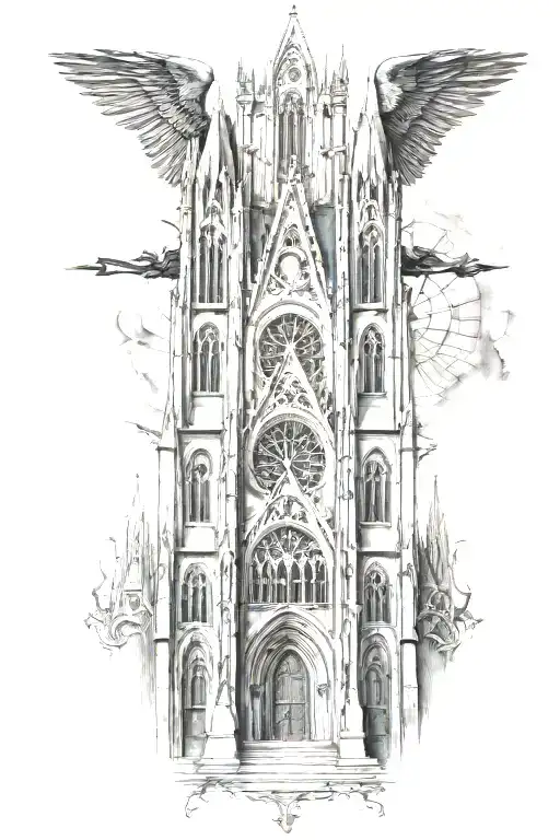 gothic cathedral tattoo design idea