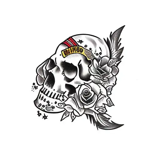 add round black boarder frame with american traditonal style flowers  tattoo design idea