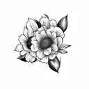add round black boarder frame with american traditonal style flowers  tattoo design idea
