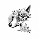 add round black boarder frame with american traditonal style flowers  tattoo design idea