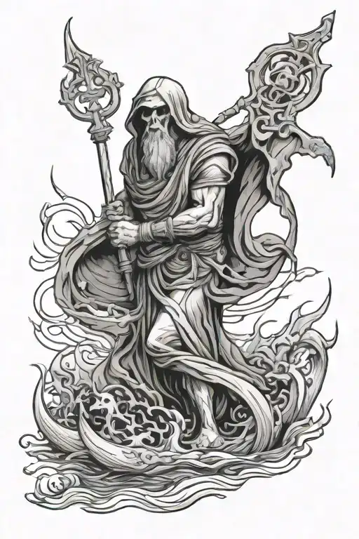 The representation of Charon, the ferryman of the underworld tattoo design idea