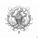 hydra, 3 head hydra, Lernaean Hydra, alpha legion banner tattoo design idea