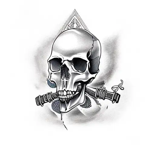 skull and bones tattoo design idea