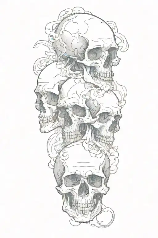 skulls turning into smoke swirling tattoo design idea