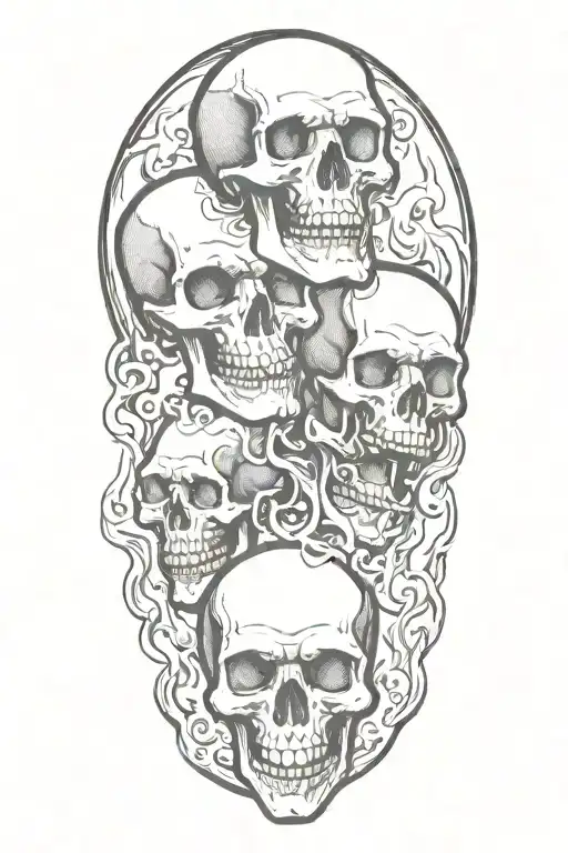 skulls screaming on fire tattoo design idea