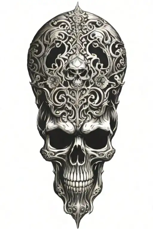 evil demon skull tattoo design idea