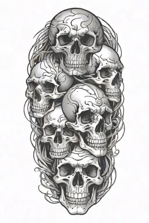 skulls ripping skin tattoo design idea