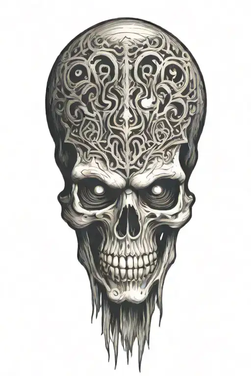 evil demon skull tattoo design idea