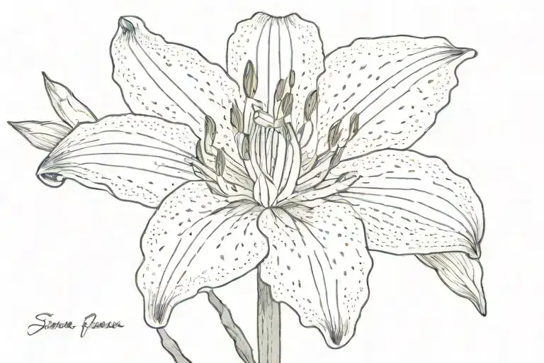 one lily flower around the name 'Summer-– tattoo design idea
