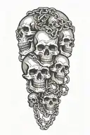addiction evil angry skulls  and chains wrapped tattoo design idea