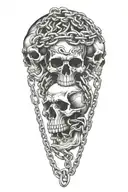 addiction evil angry skulls  and chains wrapped tattoo design idea