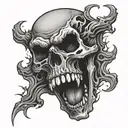 angry skull screaming tattoo design idea