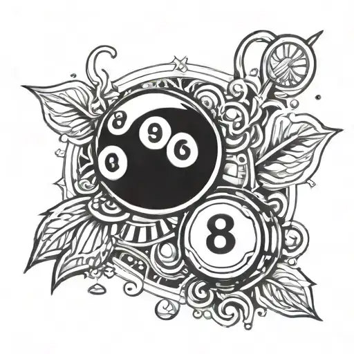 8 ball and casino slot machine tattoo design idea