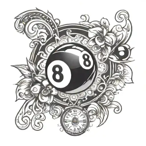 8 ball and casino tattoo design idea