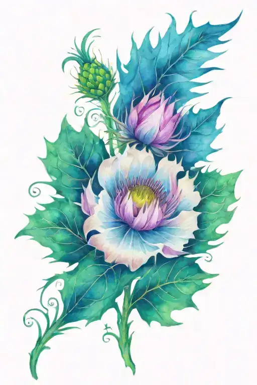 Ukrainian national embroidered pattern and thistle.  tattoo design idea