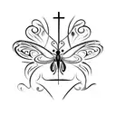 Butterfly with a Christian cross tattoo design idea