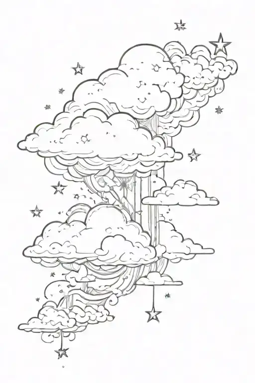 Cloud with star tattoo design idea