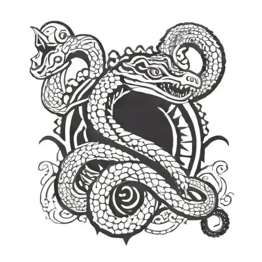 king cobra with scene of family inside tattoo design idea